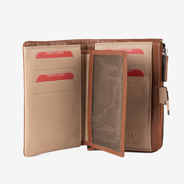 Billetero de piel para mujer, Serie strap leather. 14.5x9.5 cm