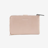 Leather wallet for women, beige color, Strap leather series. 14.5x9.5 cm