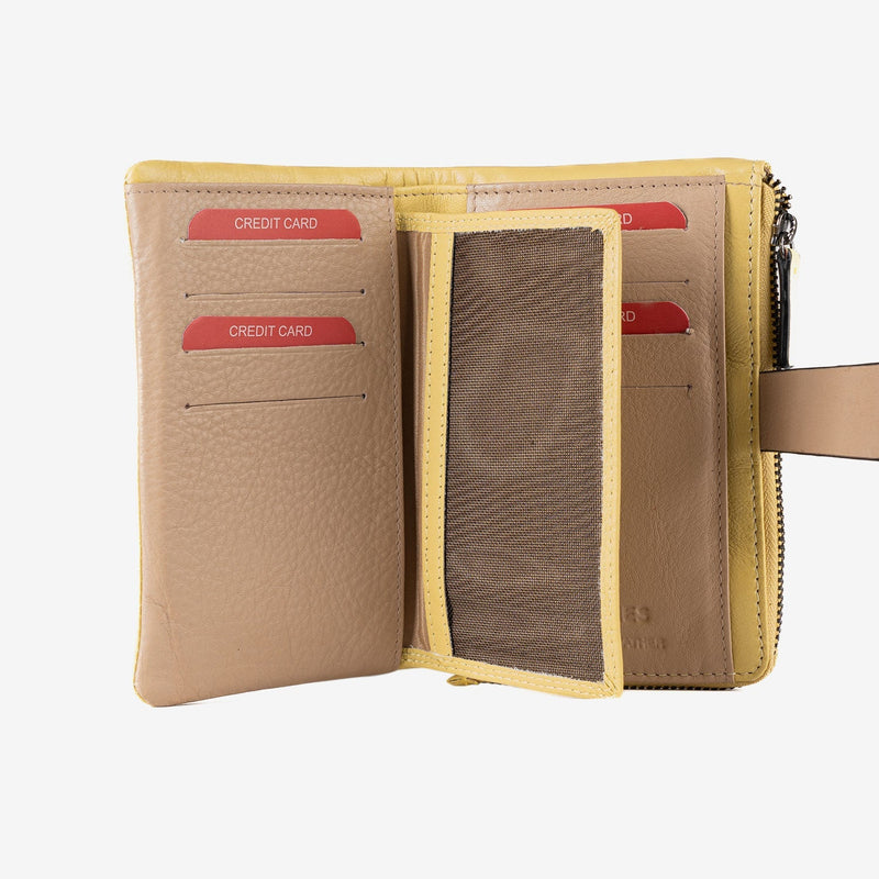 Billetero de piel para mujer, Serie strap leather. 14.5x9.5 cm