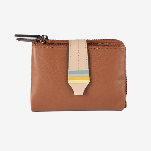 Billetero de piel para mujer, Serie strap leather. 12x09 cm