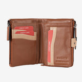 Billetero de piel para mujer, Serie strap leather. 12x09 cm