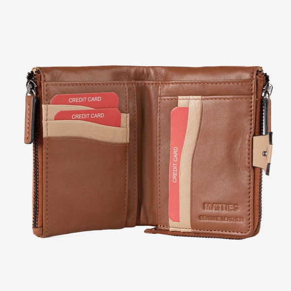 Billetero de piel para mujer, Serie strap leather. 12x09 cm