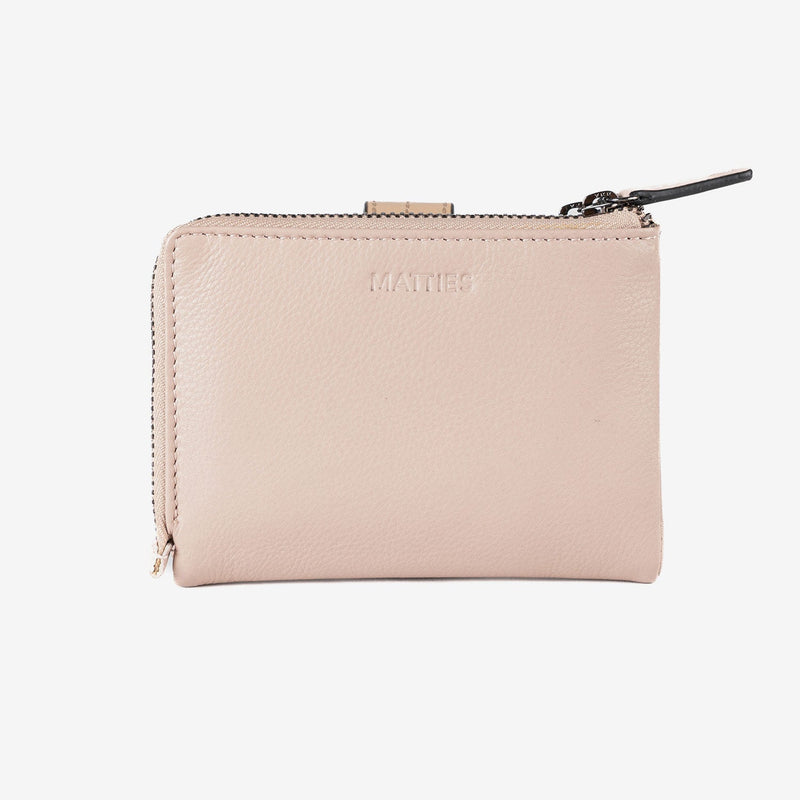 Leather wallet for women, beige color, Strap leather series. 12x09 cm