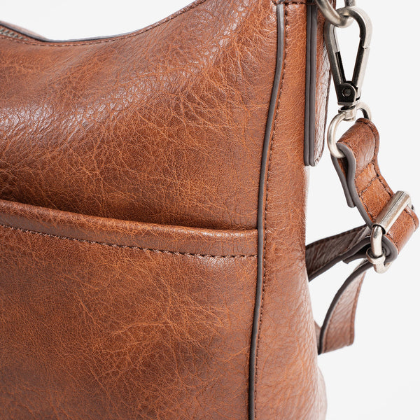 WOMEN'S CROSSBODY BAG, BROWN COLOR, NEW CLASSIC SERIES. 30x24x10cm