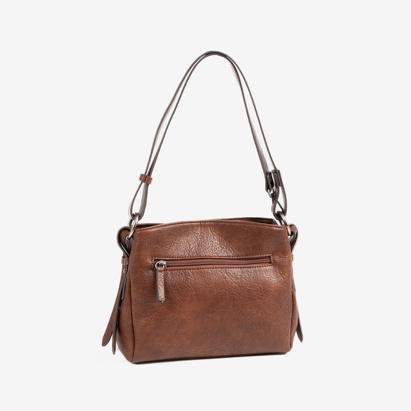 WOMEN'S CROSSBODY BAG, BROWN COLOR, NEW CLASSIC SERIES. 24x19x10.5cm