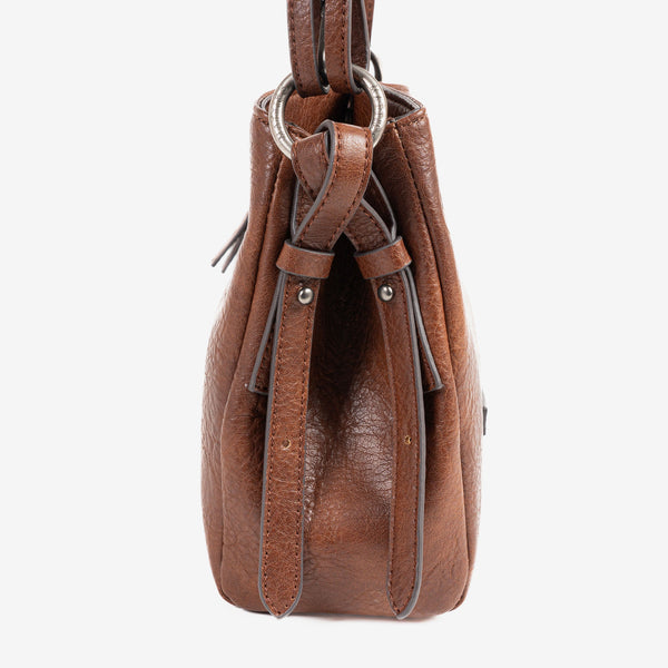 WOMEN'S CROSSBODY BAG, BROWN COLOR, NEW CLASSIC SERIES. 24x19x10.5cm