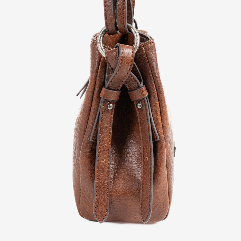 WOMEN'S CROSSBODY BAG, BROWN COLOR, NEW CLASSIC SERIES. 24x19x10.5cm