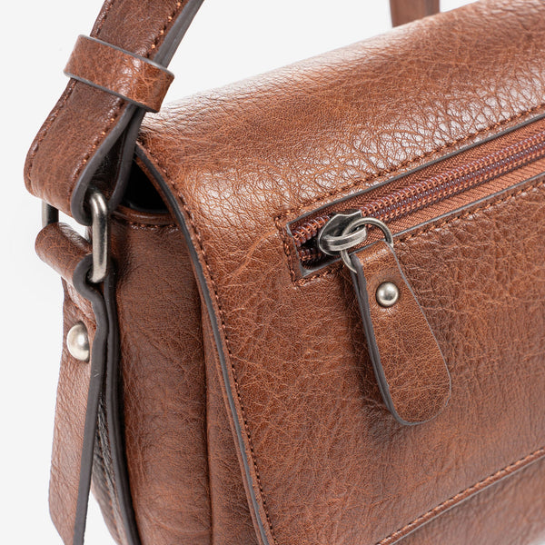 WOMEN'S CROSSBODY BAG, BROWN COLOR, NEW CLASSIC SERIES. 25x15x10cm