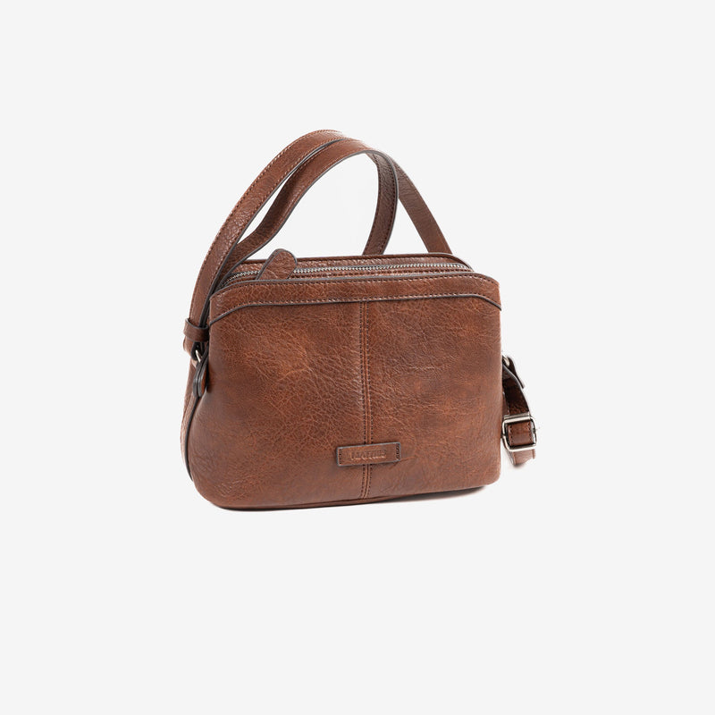 WOMEN'S CROSSBODY BAG, BROWN COLOR, NEW CLASSIC SERIES. 22x16x10cm