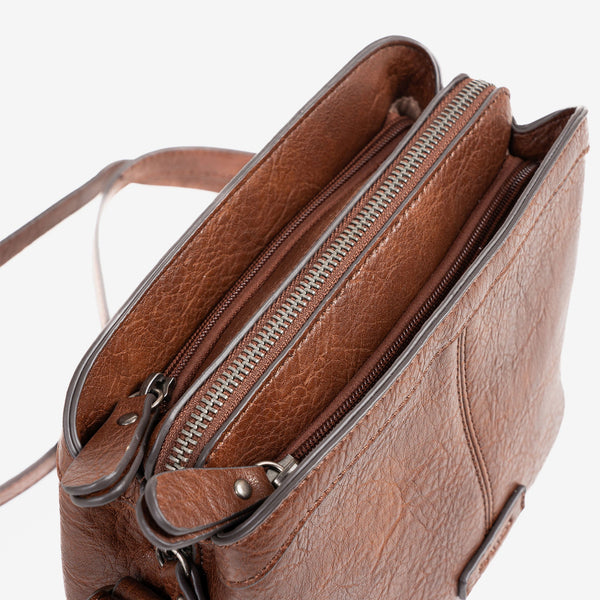 WOMEN'S CROSSBODY BAG, BROWN COLOR, NEW CLASSIC SERIES. 22x16x10cm