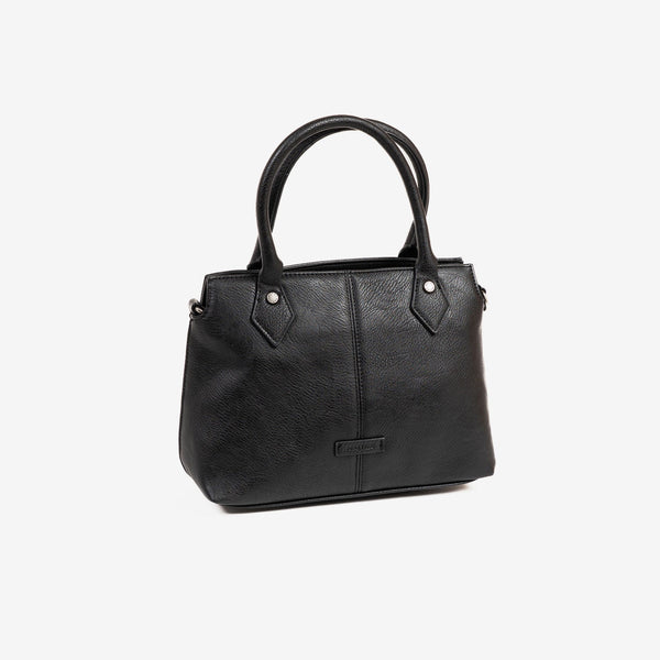 HAND BAG WITH SHOULDER STRAP, BLACK-V COLOR, NEW CLASSIC SERIES. 28x20x11 CM