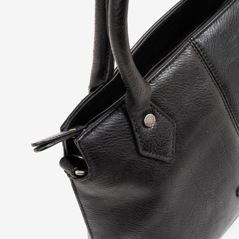 HAND BAG WITH SHOULDER STRAP, BLACK-V COLOR, NEW CLASSIC SERIES. 28x20x11 CM