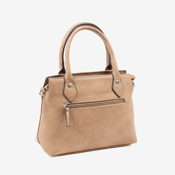 BOLSO DE MANO CON BANDOLERA, COLOR CAMEL-V, SERIE NEW CLASSIC. 28x20x11 CM