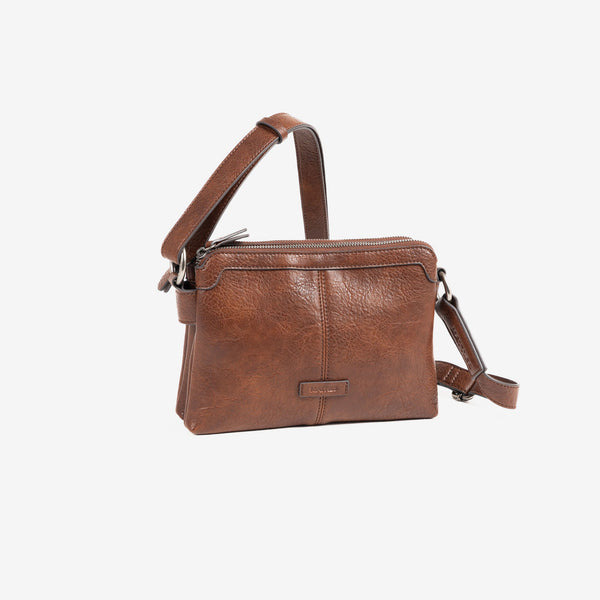 WOMEN'S CROSSBODY BAG, BROWN COLOR, NEW CLASSIC SERIES. 24x16x07cm