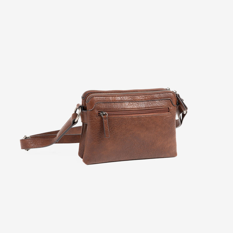 WOMEN'S CROSSBODY BAG, BROWN COLOR, NEW CLASSIC SERIES. 24x16x07cm