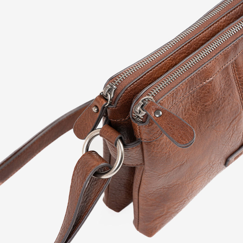 WOMEN'S CROSSBODY BAG, BROWN COLOR, NEW CLASSIC SERIES. 24x16x07cm