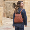 MOCHILA PIEL LAVADA PARA MUJER, 31x31x11 CM