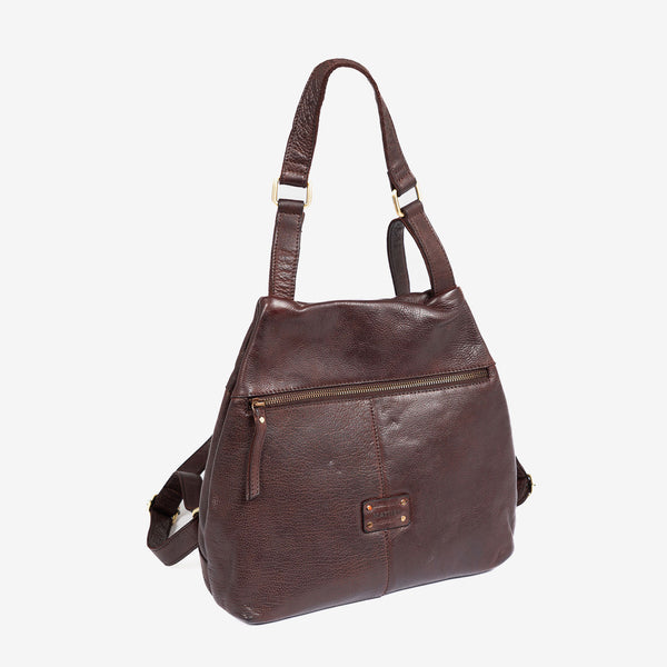 WOMEN'S WASHED LEATHER BACKPACK, BROWN COLOR. 31x31x11CM