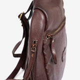 WOMEN'S WASHED LEATHER BACKPACK, BROWN COLOR. 24x31x09CM