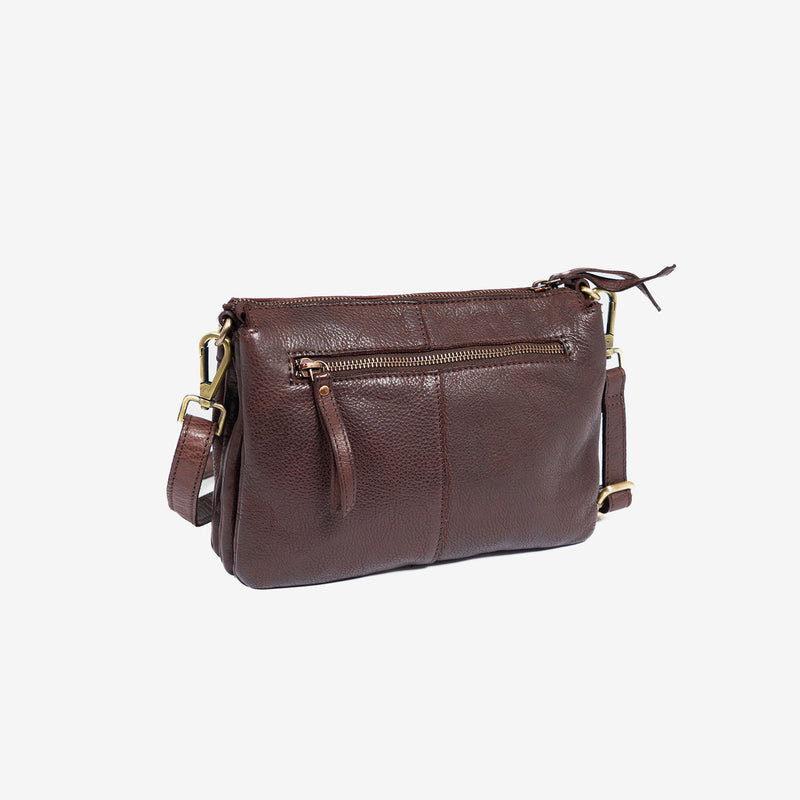 WOMEN'S WASHED LEATHER BAG, BROWN COLOR. 24x17x06CM