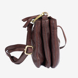 WOMEN'S WASHED LEATHER BAG, BROWN COLOR. 24x17x06CM