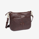 WOMEN'S WASHED LEATHER BAG, BROWN COLOR. 30x24x11CM