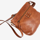 BOLSO AL HOMBRO DE PIEL LAVADA PARA MUJER, 28x23x05 CM