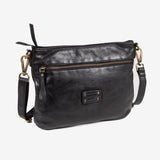 BOLSO AL HOMBRO DE PIEL LAVADA PARA MUJER, 28x23x05 CM