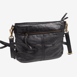 BOLSO AL HOMBRO DE PIEL LAVADA PARA MUJER, 28x23x05 CM