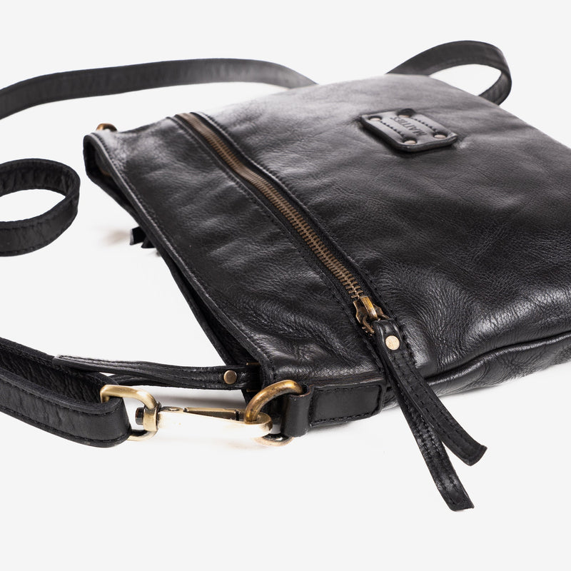 BOLSO AL HOMBRO DE PIEL LAVADA PARA MUJER, 28x23x05 CM