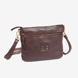 BOLSO AL HOMBRO DE PIEL LAVADA PARA MUJER, 28x23x05 CM
