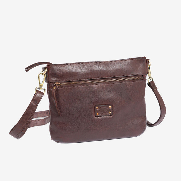 BOLSO AL HOMBRO DE PIEL LAVADA PARA MUJER, 28x23x05 CM