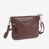 WOMEN'S WASHED LEATHER SHOULDER BAG, BROWN COLOR. 28x23x05CM