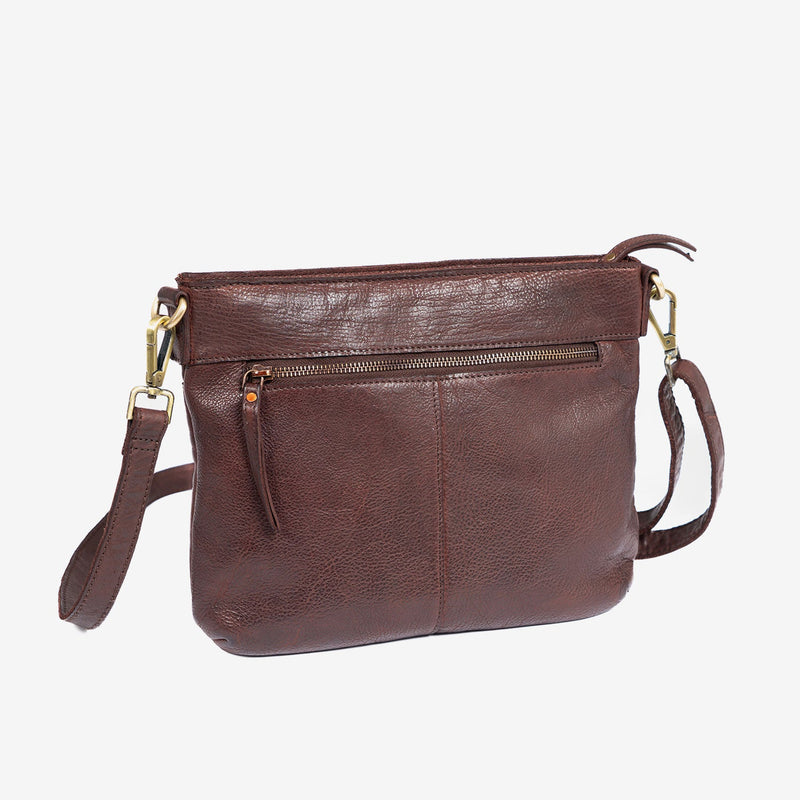 BOLSO AL HOMBRO DE PIEL LAVADA PARA MUJER, 28x23x05 CM