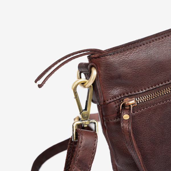 WOMEN'S WASHED LEATHER SHOULDER BAG, BROWN COLOR. 28x23x05CM