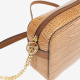 WOMEN'S CROSSBODY BAG, TAUPE COLOR, CROCO SERIES. 22x14x07 cm