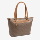 BOLSO SHOPPER CON CREMALLERA, COLOR TAUPE, SERIE SELVA. 33x27x13.5 cm