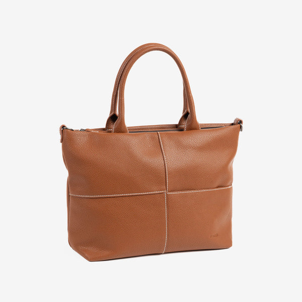 WOMEN'S HANDBAG WITH CROSSBODY BAG, LEATHER COLOR, CEDAR SERIES. 31x24.5x12.5cm