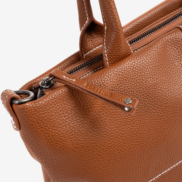 WOMEN'S HANDBAG WITH CROSSBODY BAG, LEATHER COLOR, CEDAR SERIES. 31x24.5x12.5cm