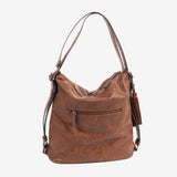 SHOULDER BAG CONVERTIBLE INTO BACKPACK, LEATHER COLOR, BEECH SERIES. 29.5x31x12cm