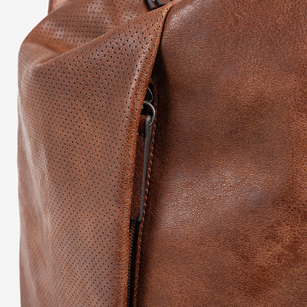 SHOULDER BAG CONVERTIBLE INTO BACKPACK, LEATHER COLOR, BEECH SERIES. 29.5x31x12cm