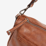 SHOULDER BAG WITH STRAP, LEATHER COLOR, FRESNO SERIES. 27x18x10 cm