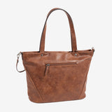 BOLSO SHOPPER CON CREMALLERA, COLOR CUERO, SERIE FRESNO. 33x28x13.5 cm