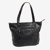 BOLSO SHOPPER CON CREMALLERA, COLOR NEGRO, SERIE FRESNO. 33x28x13.5 cm