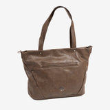 BOLSO SHOPPER CON CREMALLERA, COLOR CAQUI, SERIE FRESNO. 33x28x13.5 cm