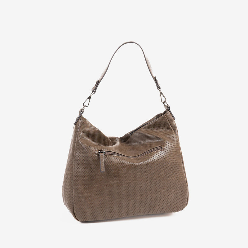 SHOULDER BAG WITH CROSSBODY BAG, KHAKI COLOR, FRESNO SERIES. 31x25.5x12cm