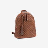 WOMEN'S BACKPACK, LEATHER COLOR, BRAIDED SERIES. 26x28x12cm