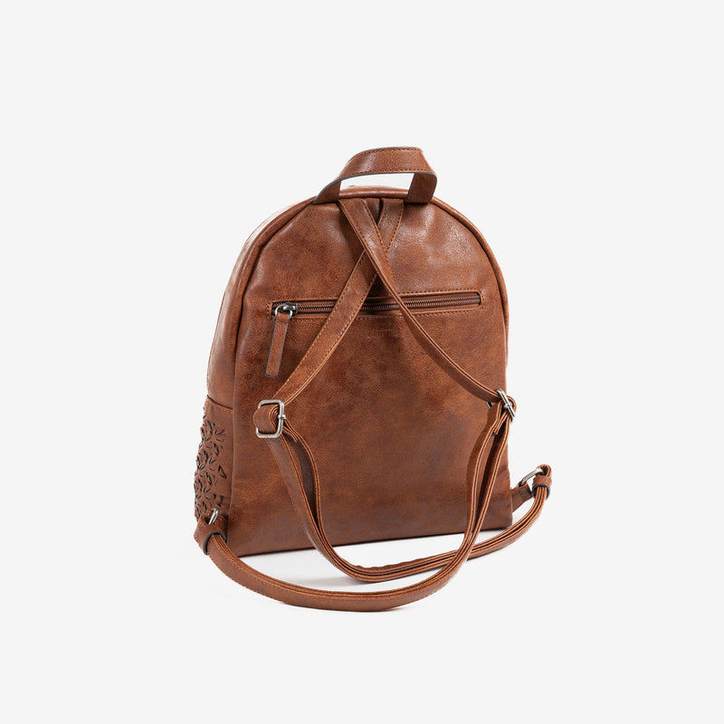 WOMEN'S BACKPACK, LEATHER COLOR, BRAIDED SERIES. 26x28x12cm