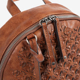 WOMEN'S BACKPACK, LEATHER COLOR, BRAIDED SERIES. 26x28x12cm