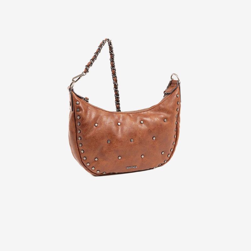 WOMEN'S BAG, LEATHER COLOR, RIVETS SERIES. 24.5x14x4.5 cm